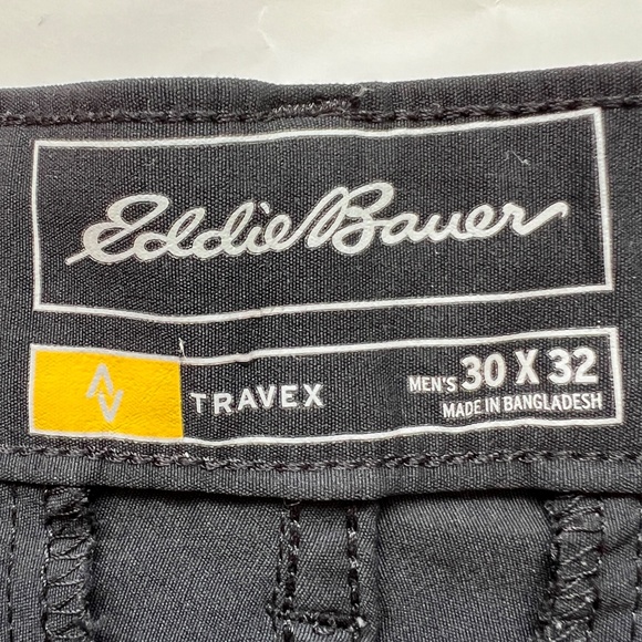 Eddie Bauer Pants Travex Black Size 30 X 32 Flat Front Stretch Hiking Travel - Picture 8 of 8